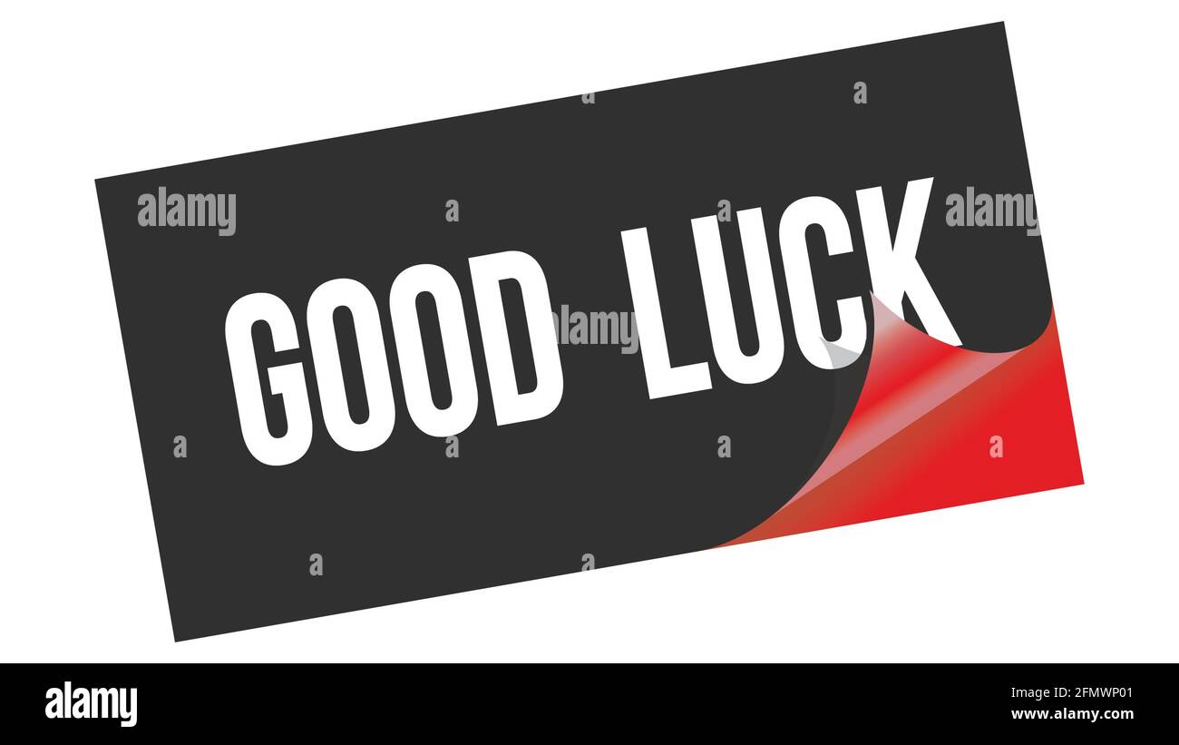 GOOD  LUCK text written on black red sticker stamp. Stock Photo