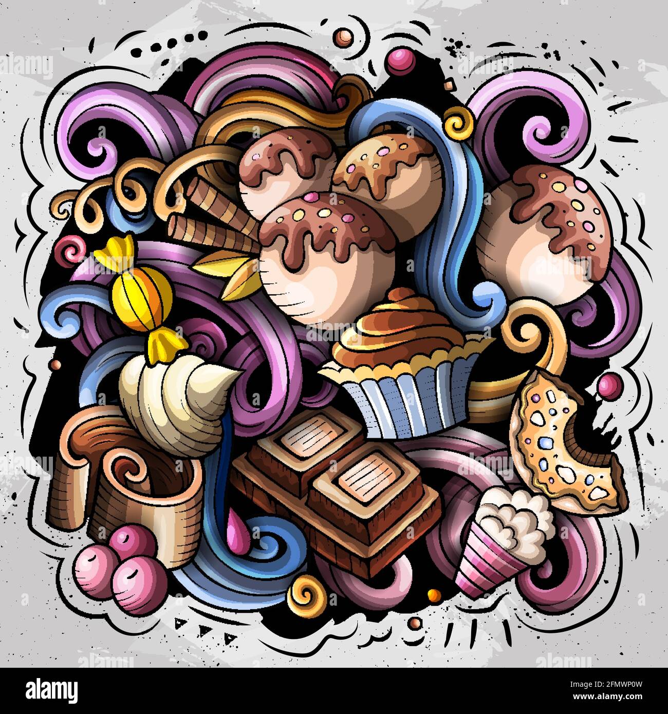 Sweet food vector doodles illustration Stock Vector Image & Art - Alamy
