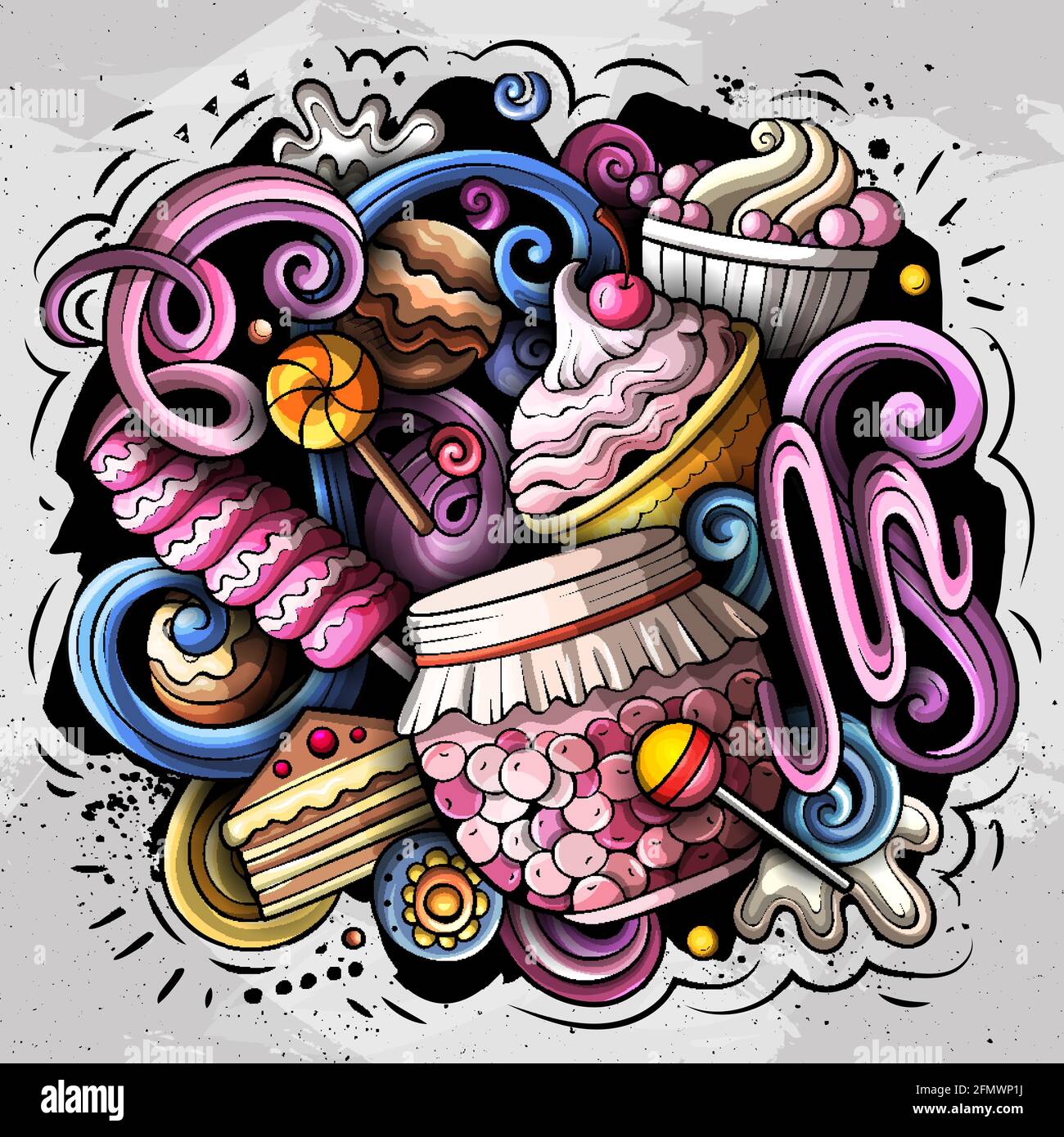 Sweet food vector doodles illustration Stock Vector Image & Art - Alamy