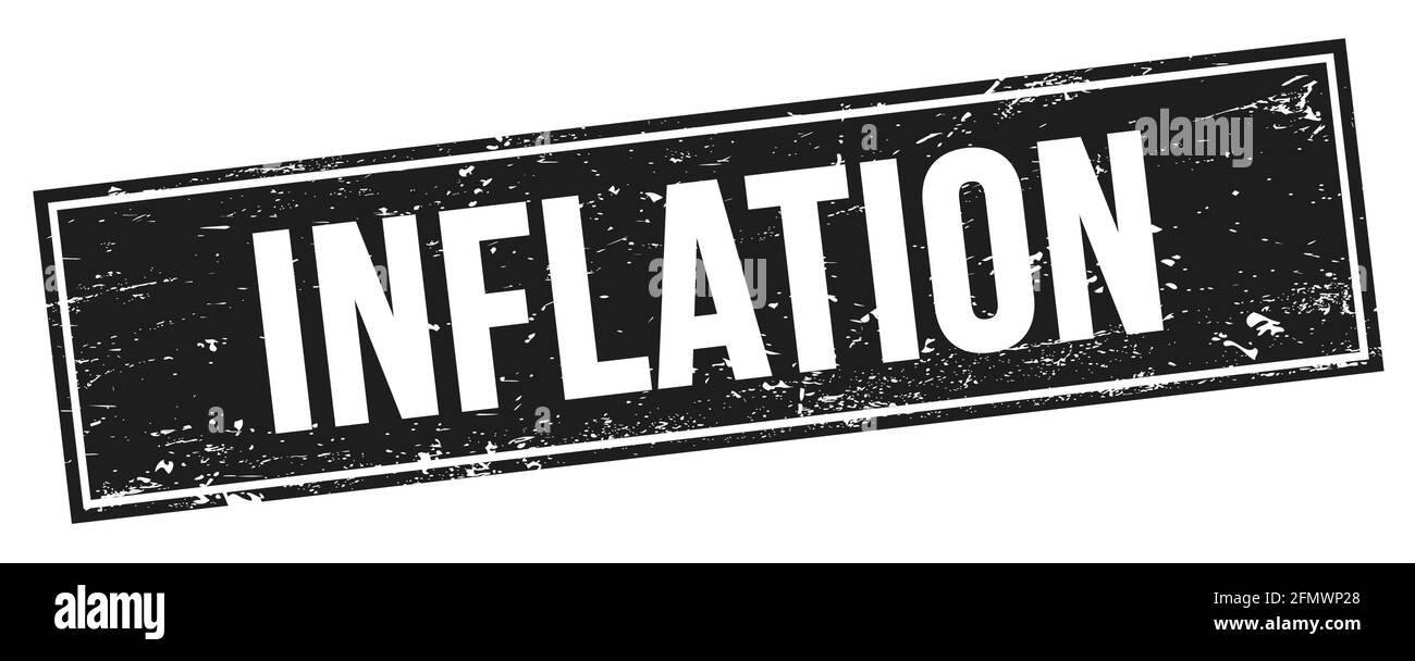 INFLATION text on black grungy rectangle stamp sign. Stock Photo