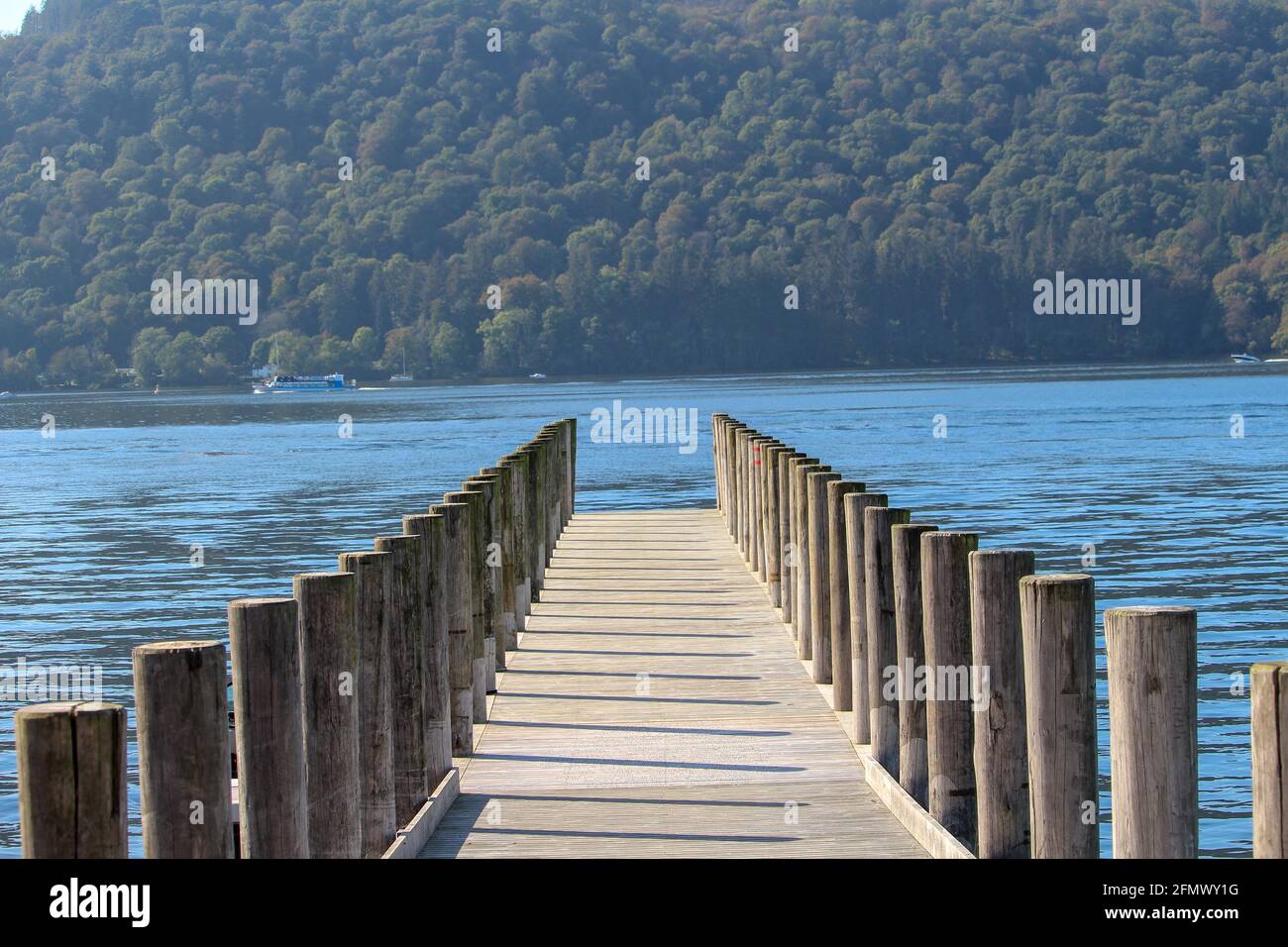 A view from the jetty of Lake Windermere Stock Photo