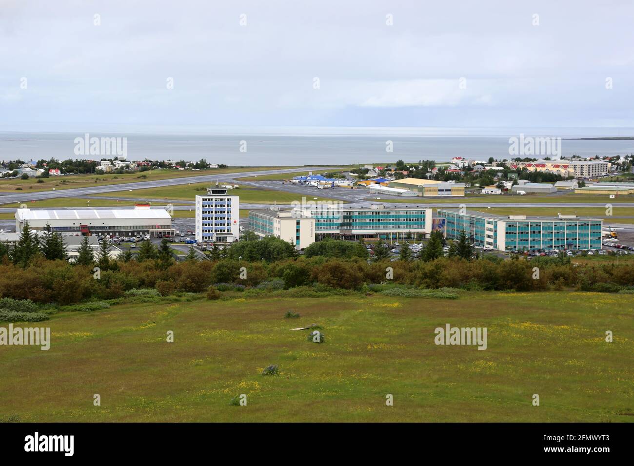 Reykjavik, Iceland – July 4, 2017: Overview of Reykjavik airport (RKV) in Iceland. Stock Photo