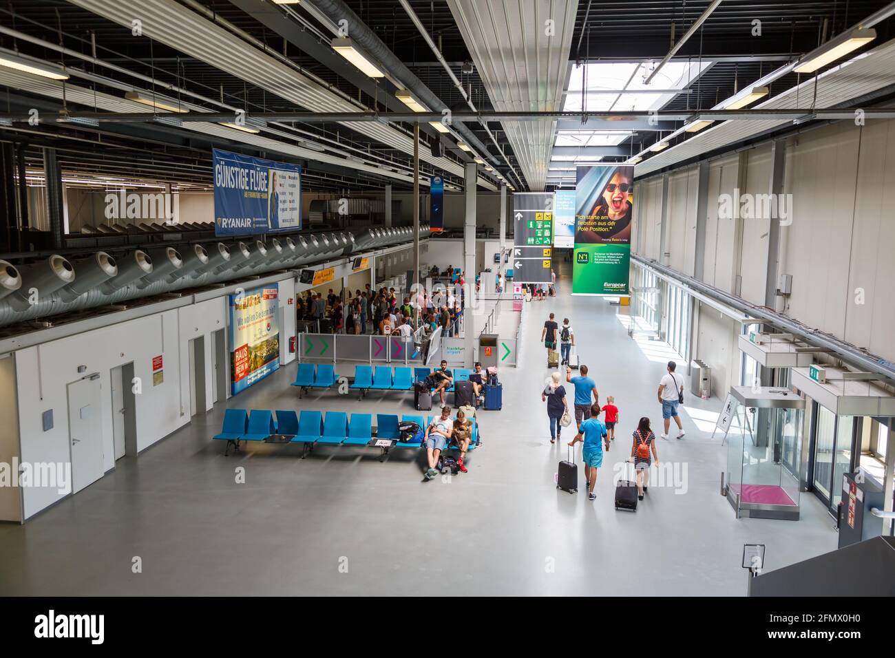 Lautzenhausen, Germany – July 27, 2018: Terminal at Frankfurt Hahn airport (HHN) in Germany. Stock Photo