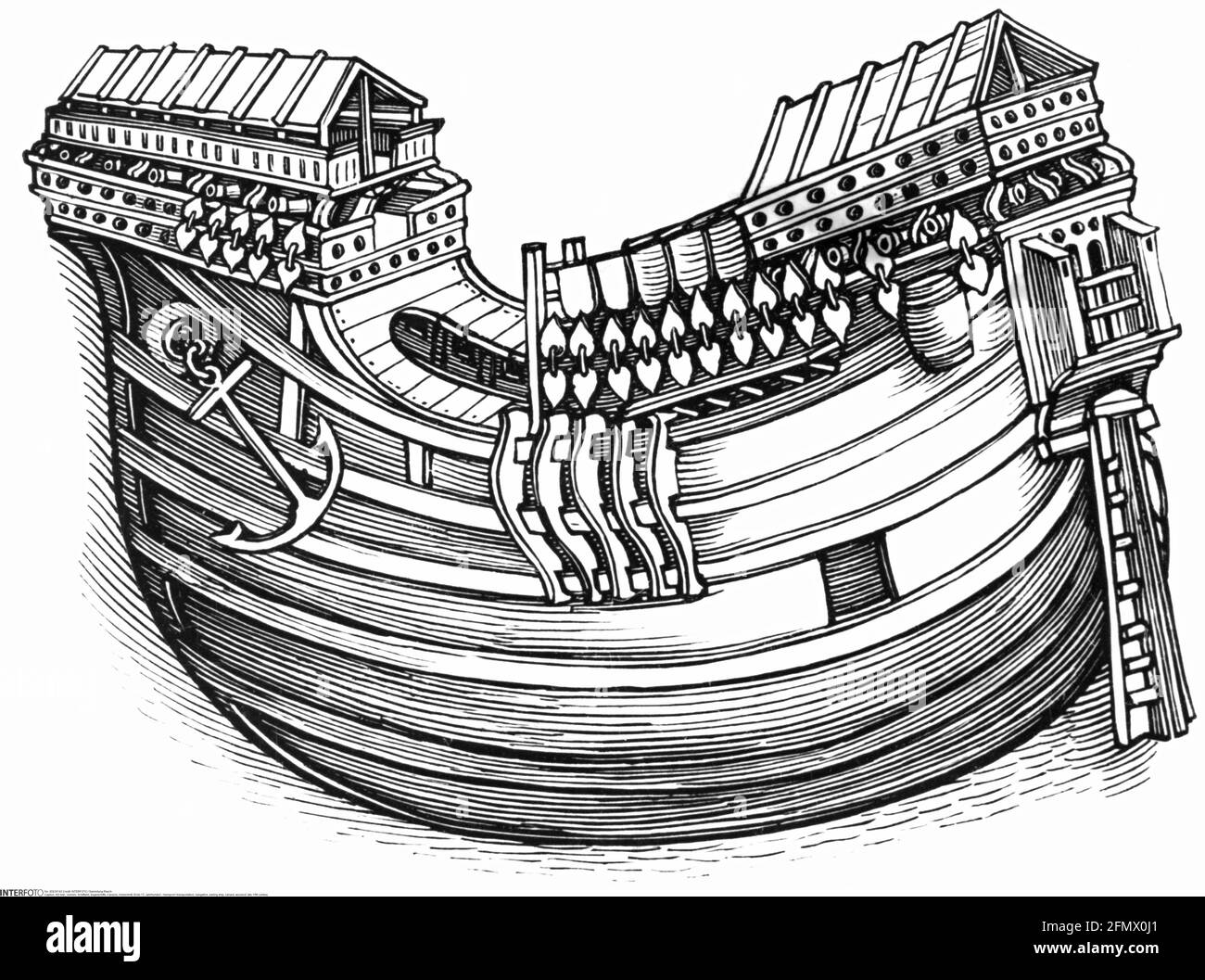 transport / transportation, navigation, sailing ship, carrack, woodcut, late 15th century, ARTIST'S COPYRIGHT HAS NOT TO BE CLEARED Stock Photo
