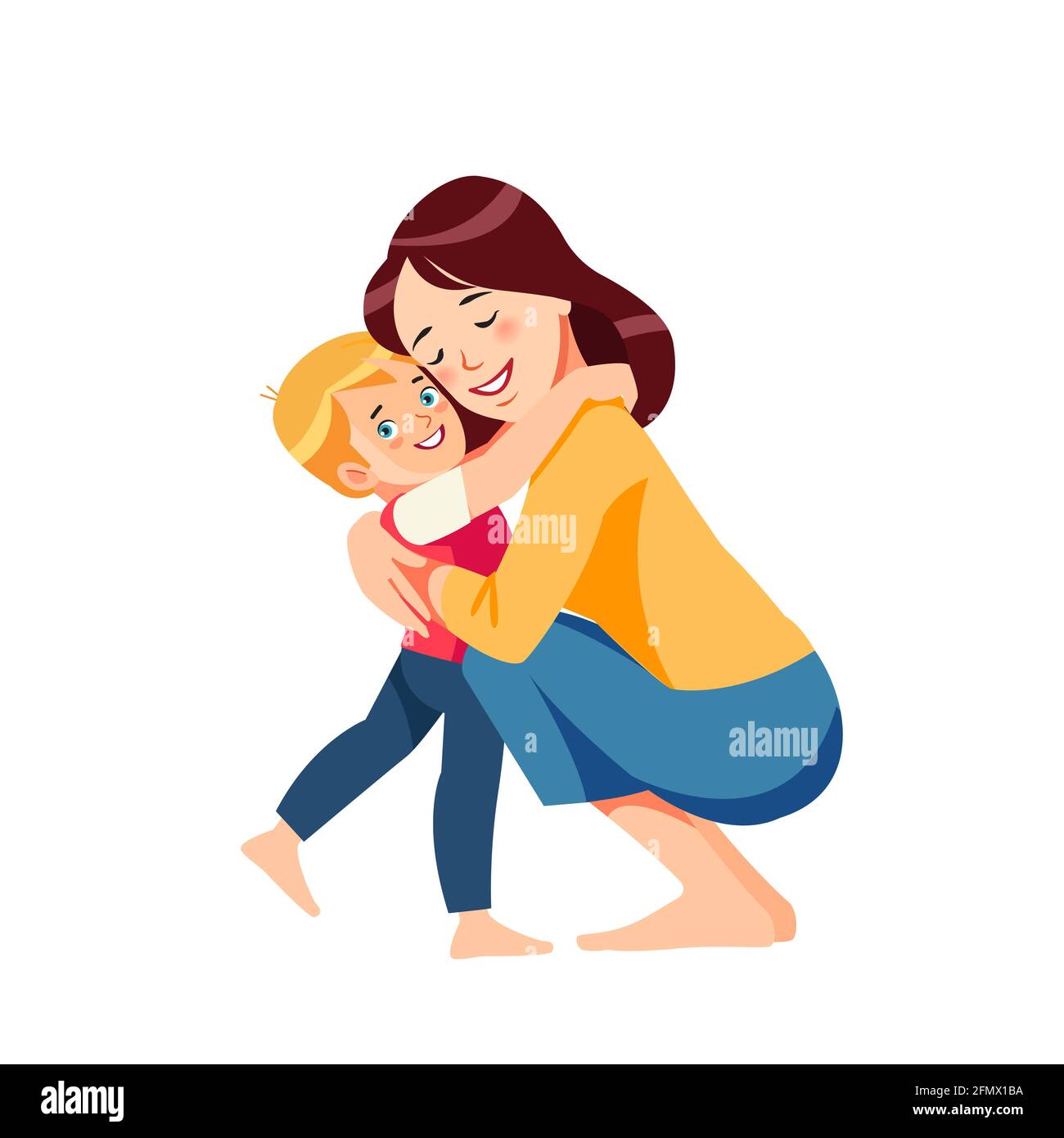 Mother and child. Mom hugging her son with a lot of love and tenderness. Mother's day, holiday concept. Cartoon flat isolated vector design Stock Vector Image & Art - Alamy Mother and child. Mom hugging her son with a lot of love and tenderness. Mother's day, holiday concept. Cartoon flat isolated vector design Stock Vector Image & Art - Alamy