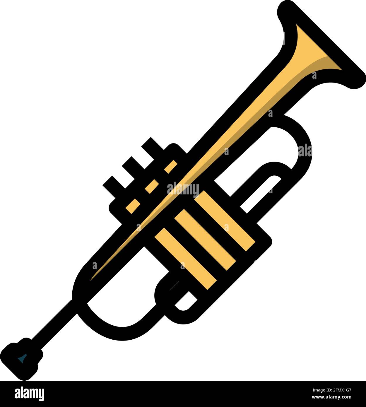 Horn Icon. Editable Bold Outline With Color Fill Design. Vector