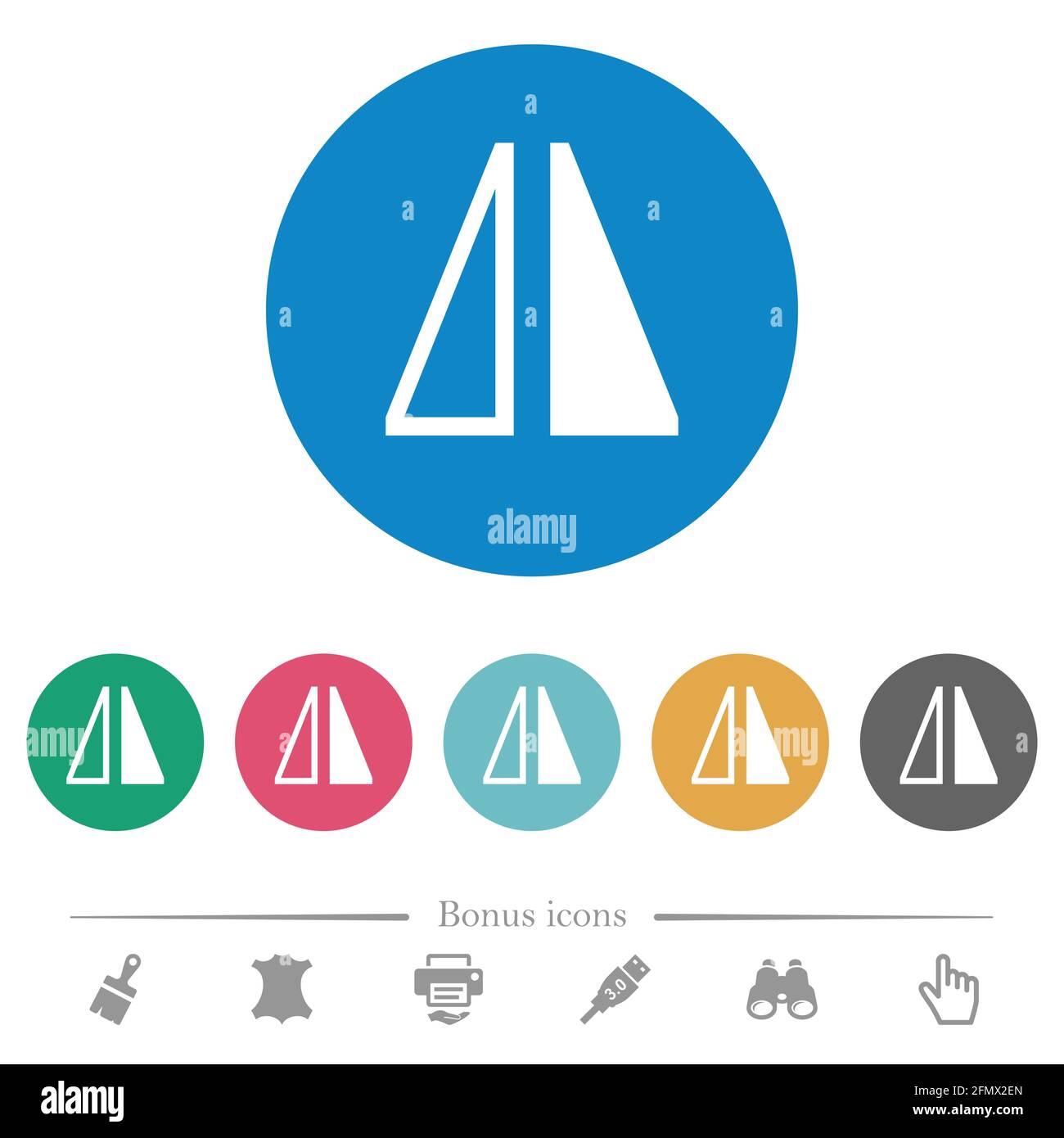 Flip horizontal flat white icons on round color backgrounds. 6 bonus ...