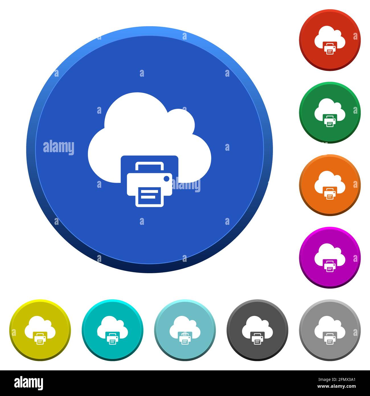 Cloud printing round color beveled buttons with smooth surfaces and ...
