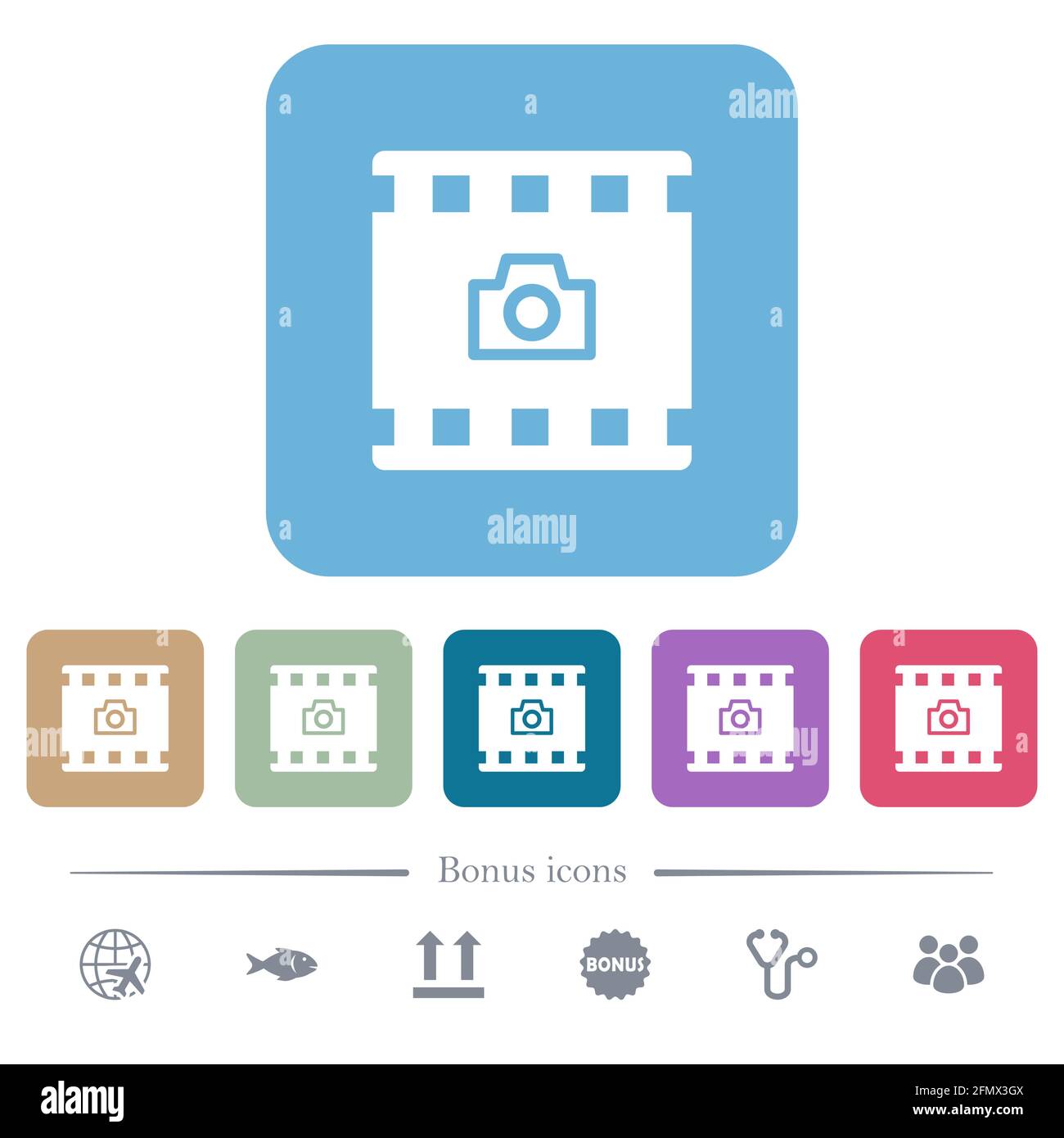 Grab image from movie white flat icons on color rounded square ...
