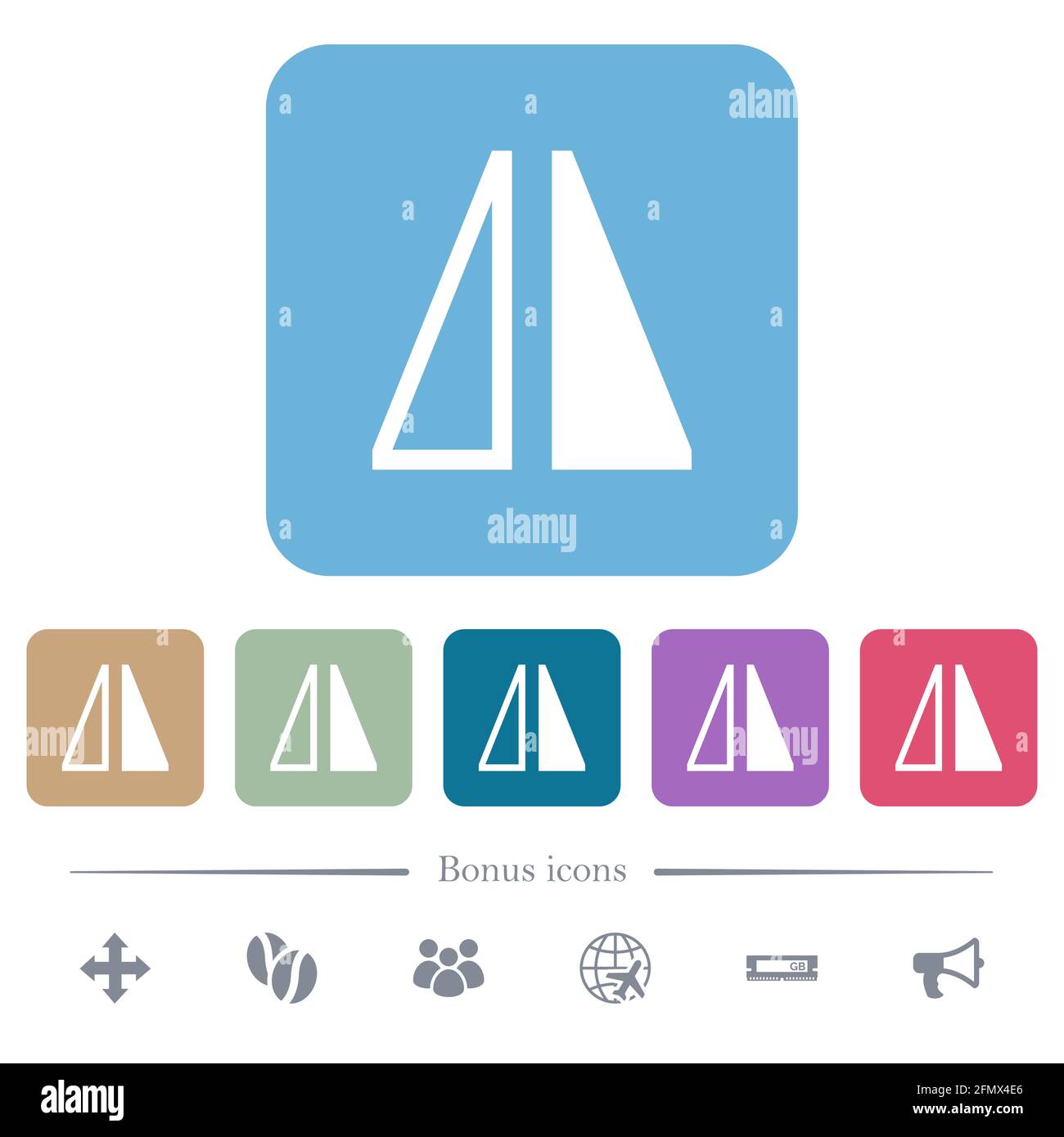 Flip horizontal white flat icons on color rounded square backgrounds. 6 ...