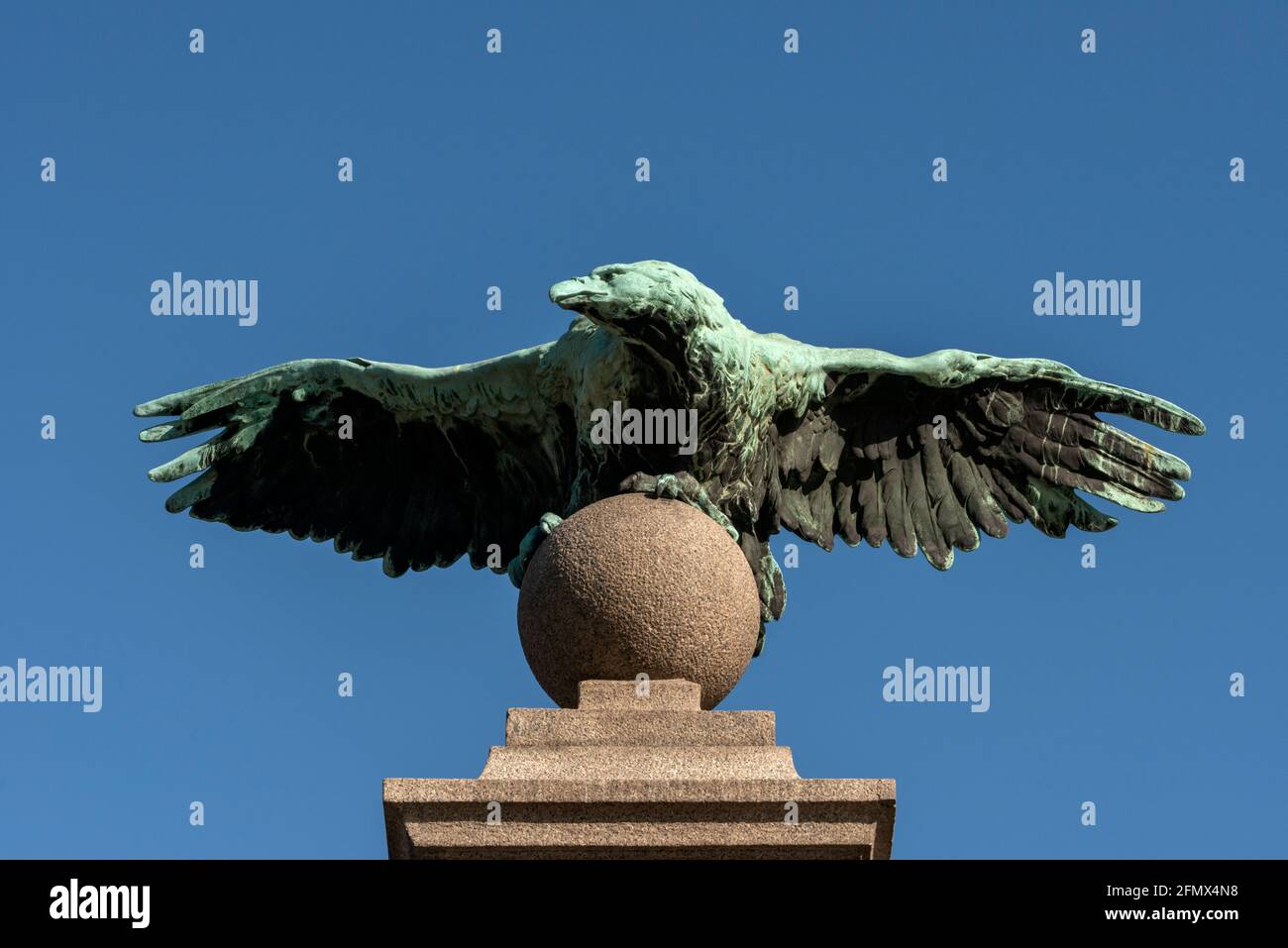 Cast iron sculpture eagle statue at the Eagle's Bridge, Sofia, Bulgaria Stock Photo