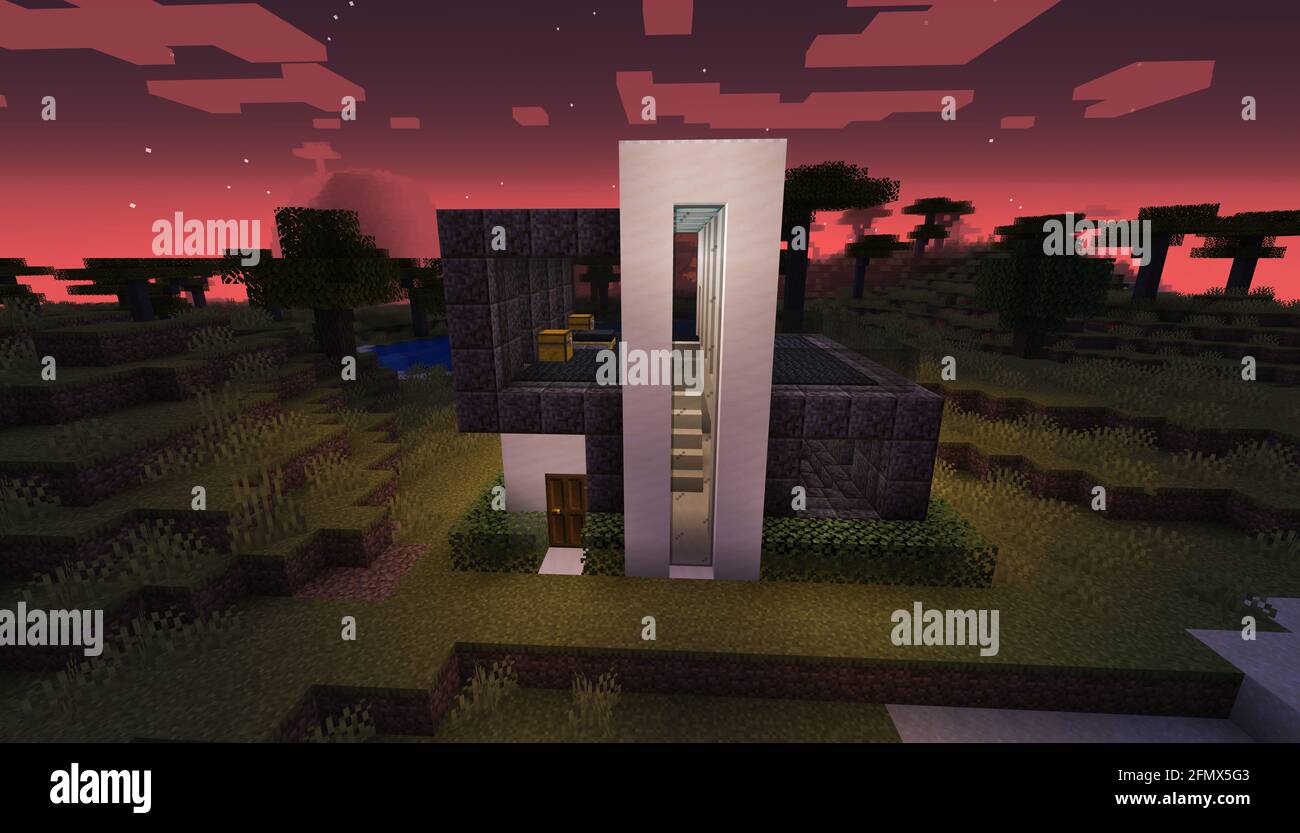 Minecraft Game – May 11 2021: Sample of Modern house design in Minecraft  Game 3D illustration. Editorial Stock Photo - Alamy