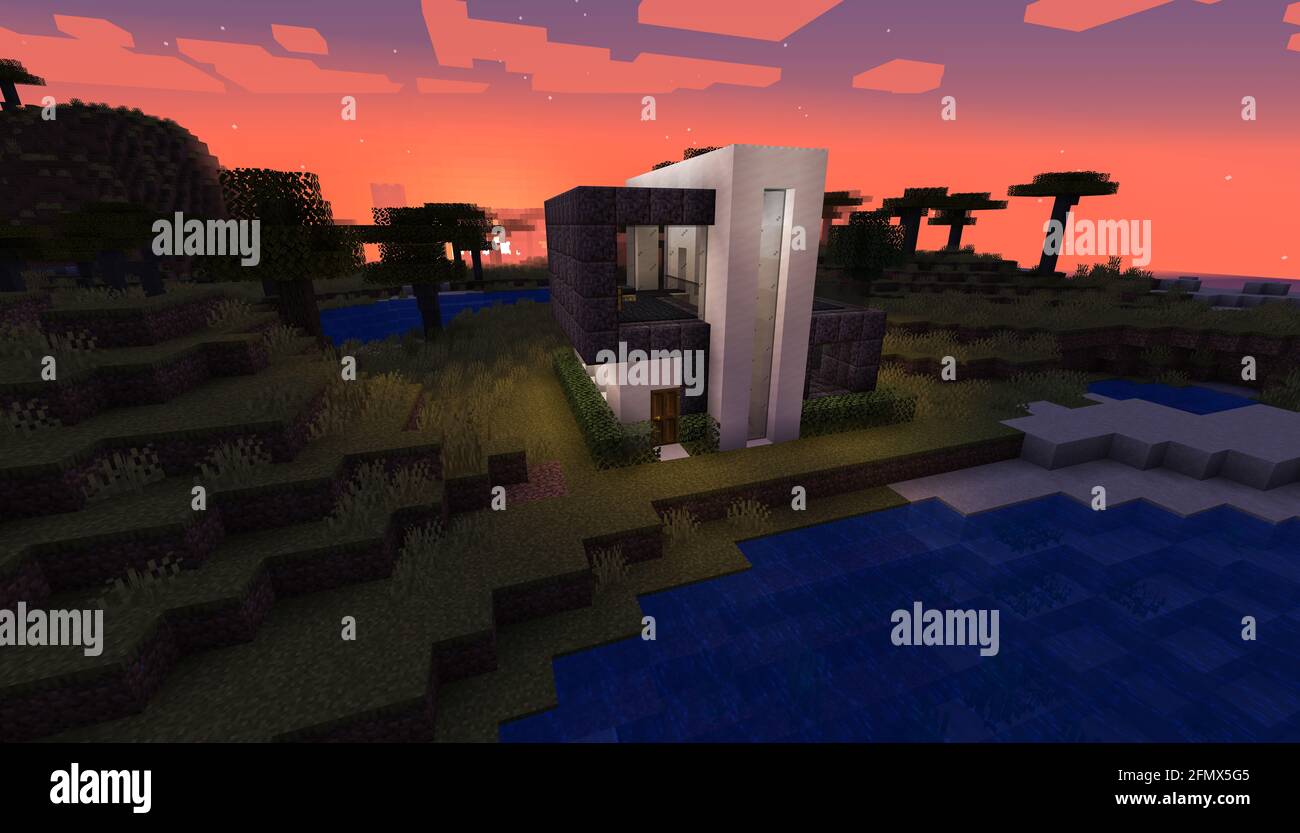 Minecraft Game – May 11 2021: Sample of Modern house design in Minecraft  Game 3D illustration. Editorial Stock Photo - Alamy