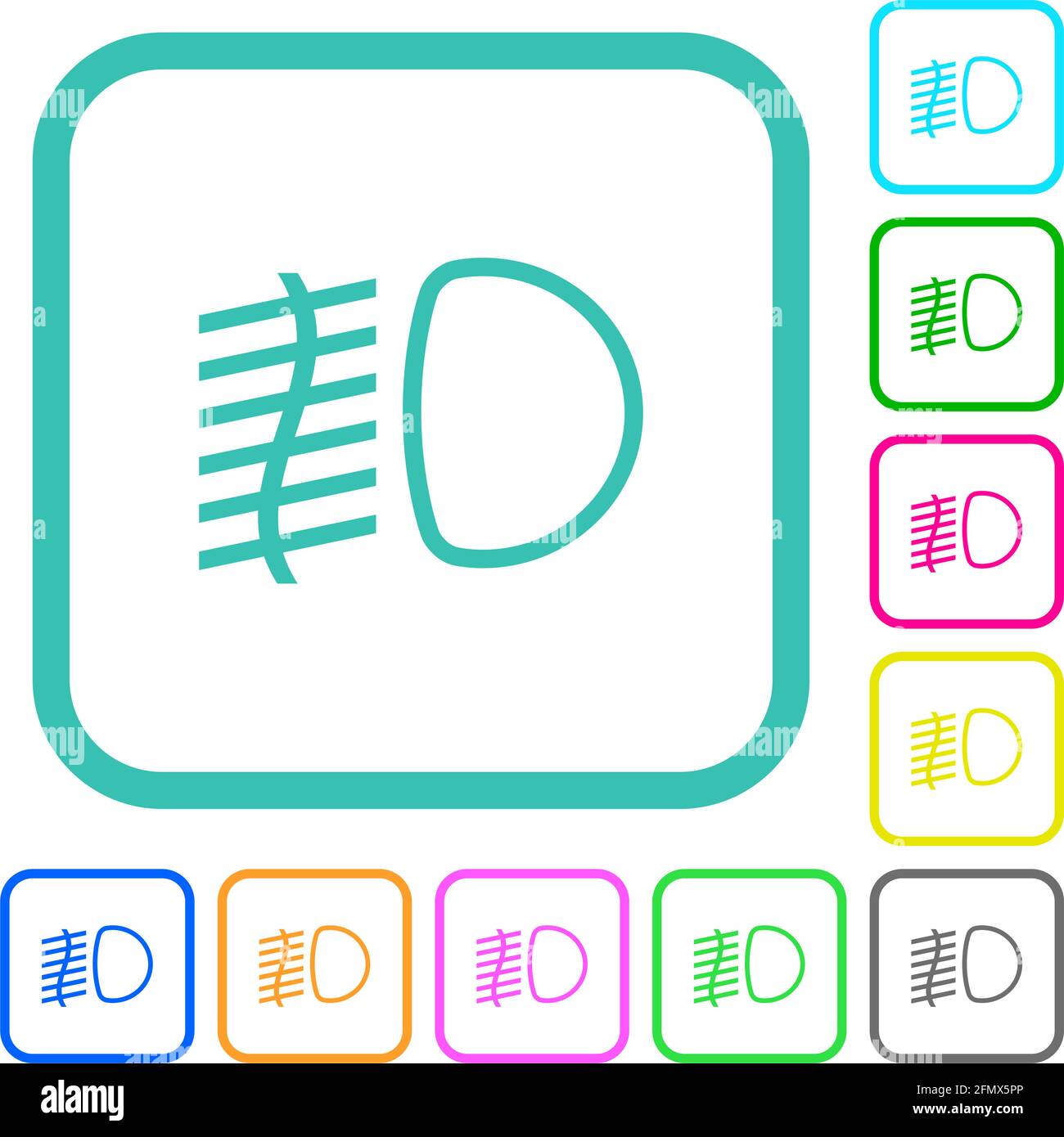 Fog lights vivid colored flat icons in curved borders on white