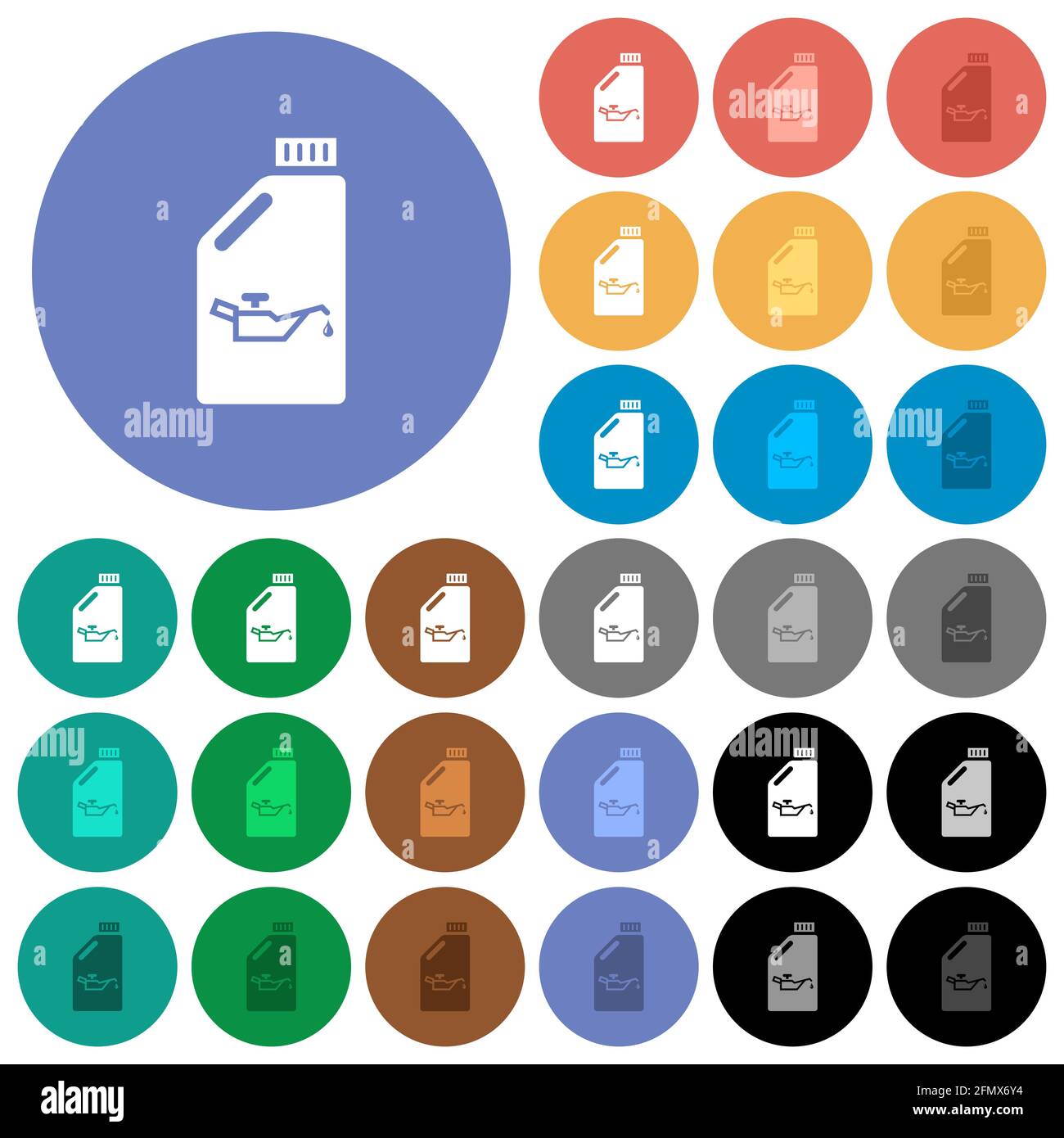 Oil canister with oiler multi colored flat icons on round backgrounds ...