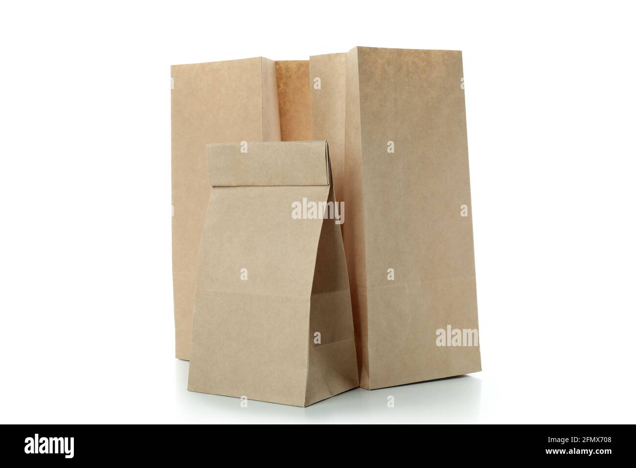 Blank paper bags isolated on white background stock photo alamy