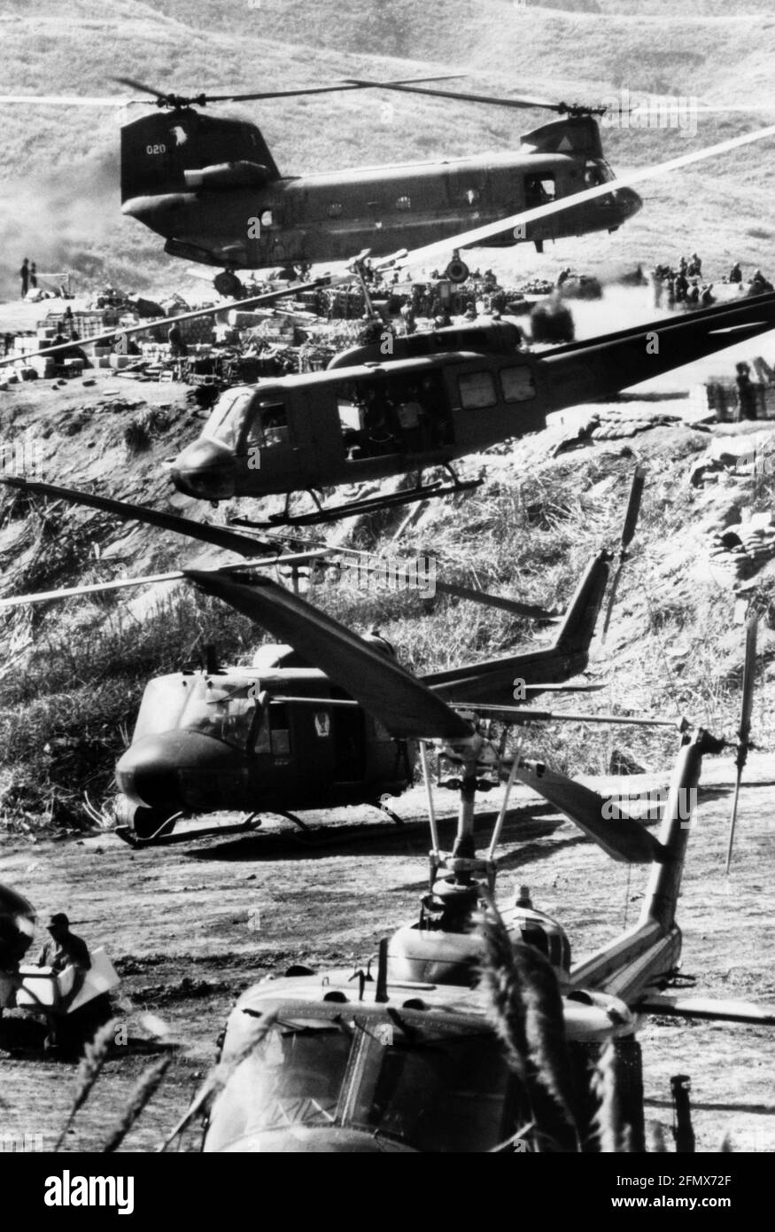 geography/travel, Asia, Vietnam, Viet Nam, War, US helicopter, Khe Sanh, South Vietnam, 1970, ADDITIONAL-RIGHTS-CLEARANCE-INFO-NOT-AVAILABLE Stock Photo