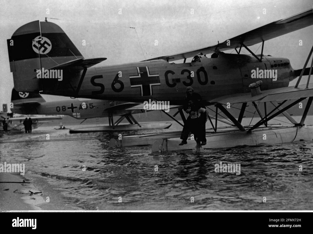 transport / transportation, aviation, military aircraft, seaplane Heinkel He 60 of the German navy, design: Reinhold Mewes, EDITORIAL-USE-ONLY Stock Photo