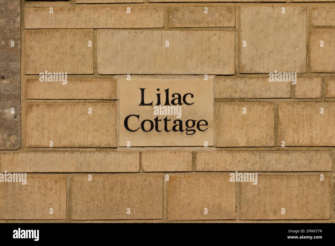 Lilac cottage plaque, Gloucestershire Stock Photo