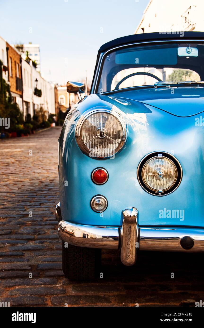 Blue Alvis Three Litre TD21 convertible in London, UK Stock Photo