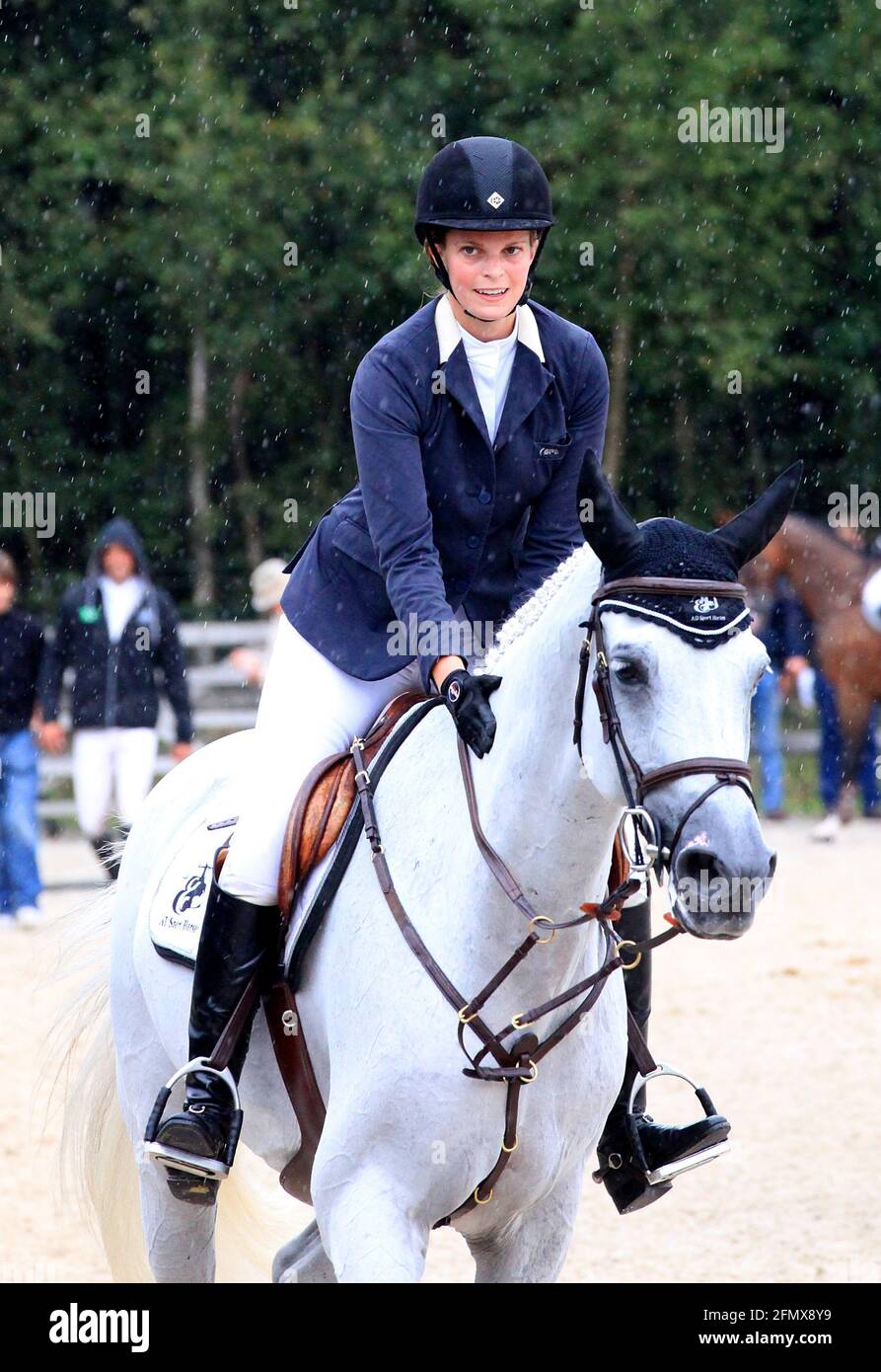 Athina Onassis de Miranda auf dem Internationalen Springreitturnier in Valkenswaard in Holland.  Die griechische Springreiterin wurde nach dem frühen Stock Photo