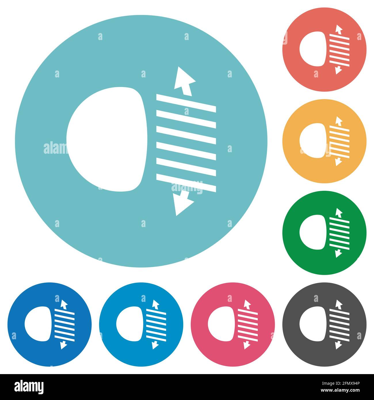 Headlight level adjustment flat white icons on round color backgrounds ...