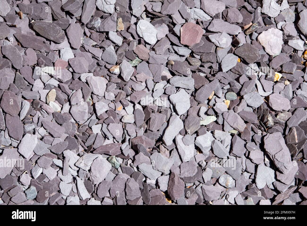 Close up area of slate chippings forming background texture Stock Photo