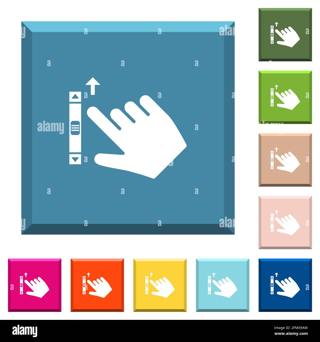 Right handed scroll up gesture white icons on edged square buttons in ...