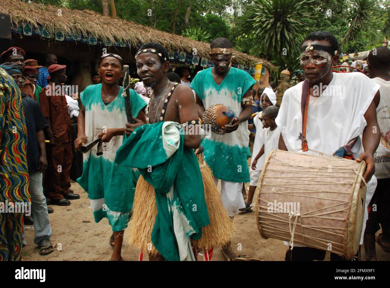 Osun Osogbo: Masquerade and Masqueraders display during Osun Osogbo Festival. Stock Photo