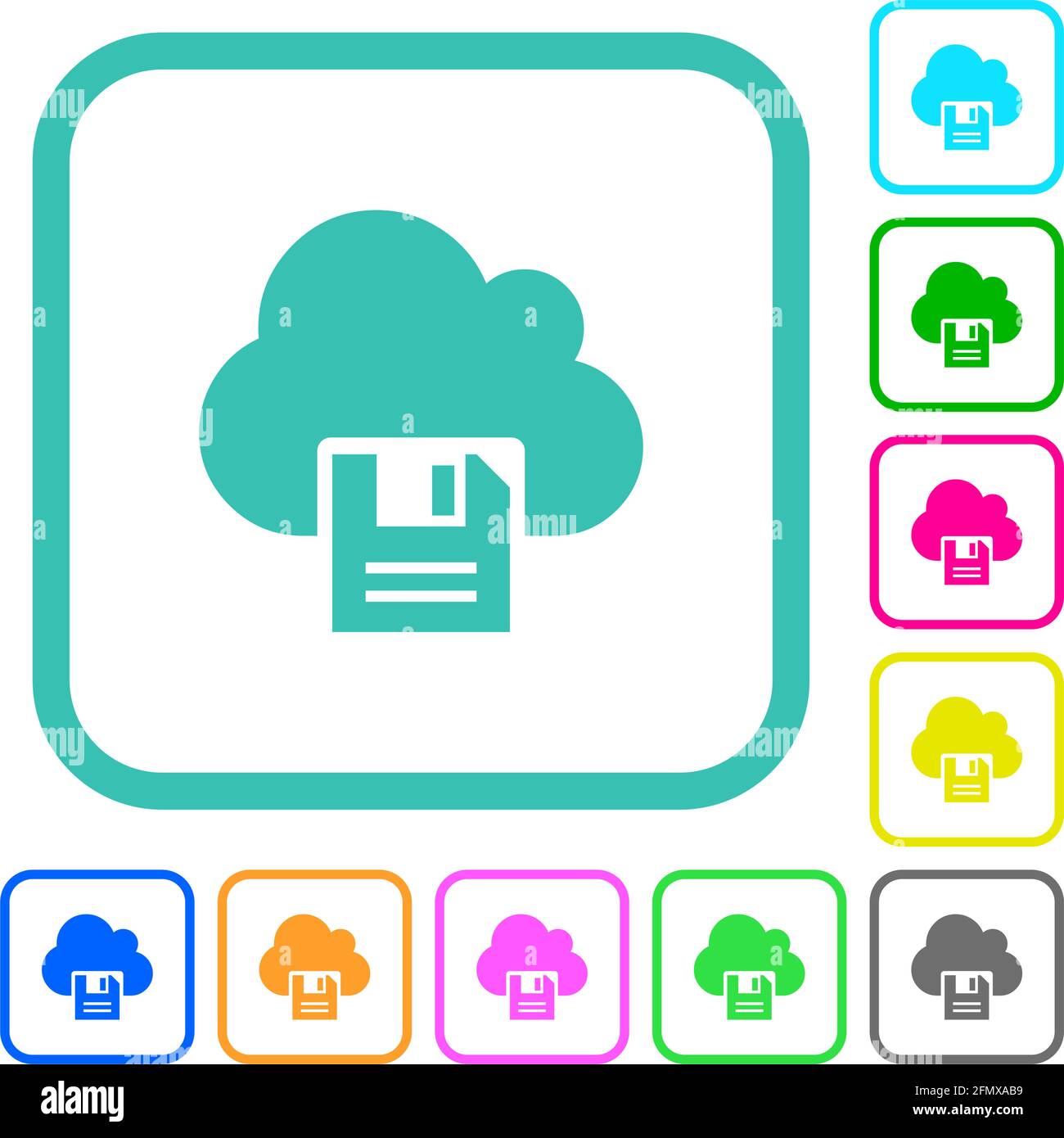 Cloud storage vivid colored flat icons in curved borders on white ...