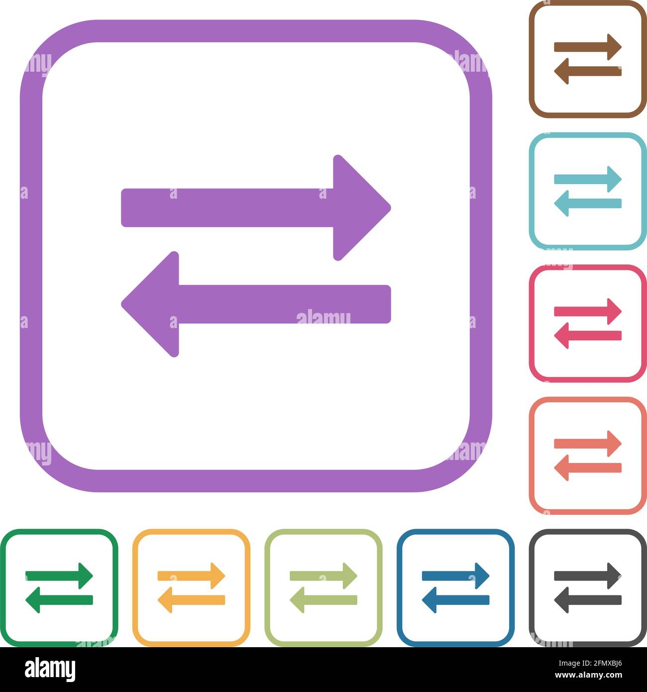 Exchange simple icons in color rounded square frames on white ...