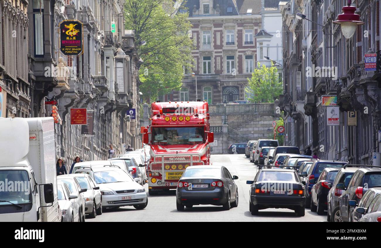 Verviers, Stadt in der Wallonie in Belgien, besticht u. a. durch seine Haeuserzeilen aus der Gruenderzeit.  Verviers war bis weit ins 20. Jahrhundert Stock Photo