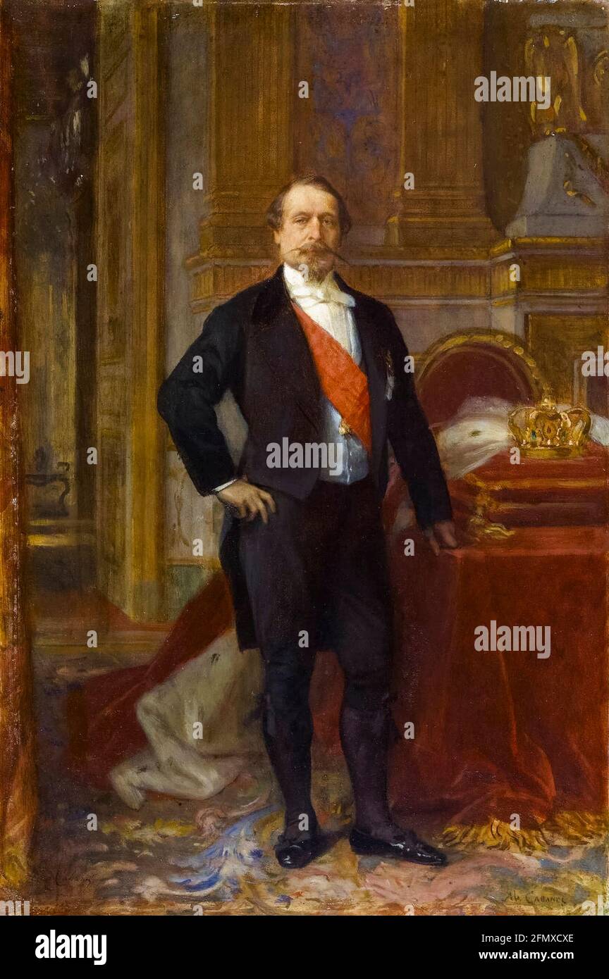Napoleon III (Charles Louis Napoléon Bonaparte, 1808-1873), was the first President of France (as Louis-Napoléon Bonaparte, 1848-1852) and Emperor of the French 1852-1870, portrait painting by Alexandre Cabanel, 1865 Stock Photo