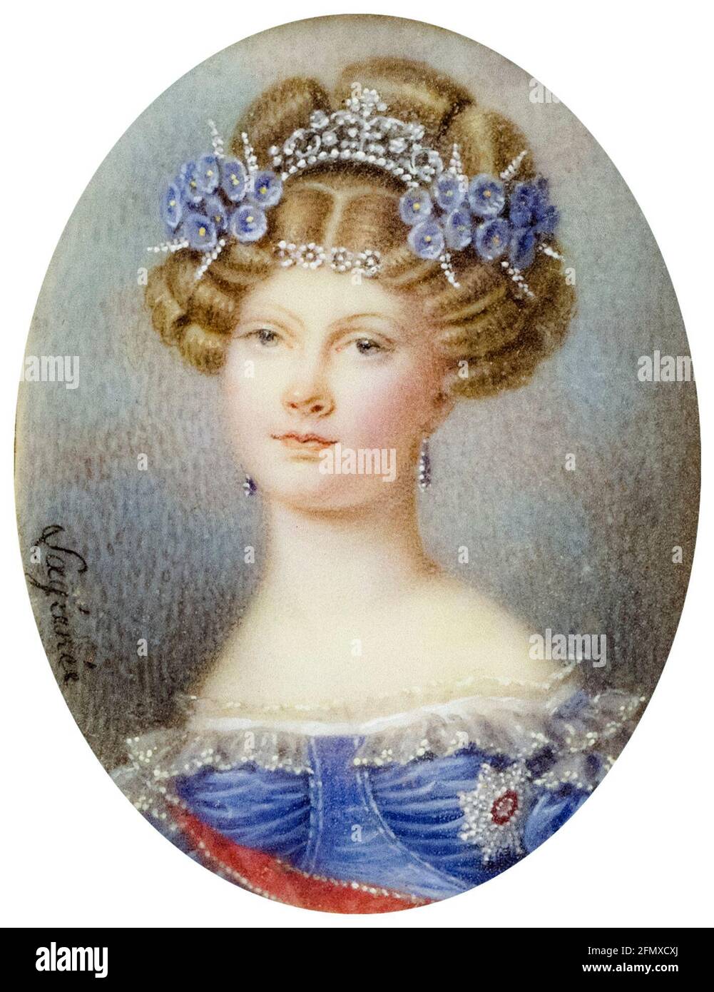 Grand Duchess Elena Pavlovna of Russia (1784-1803),  later Duchess of Mecklenburg-Schwerin, portrait miniature by Anthelme François Lagrenée, circa 1823 Stock Photo