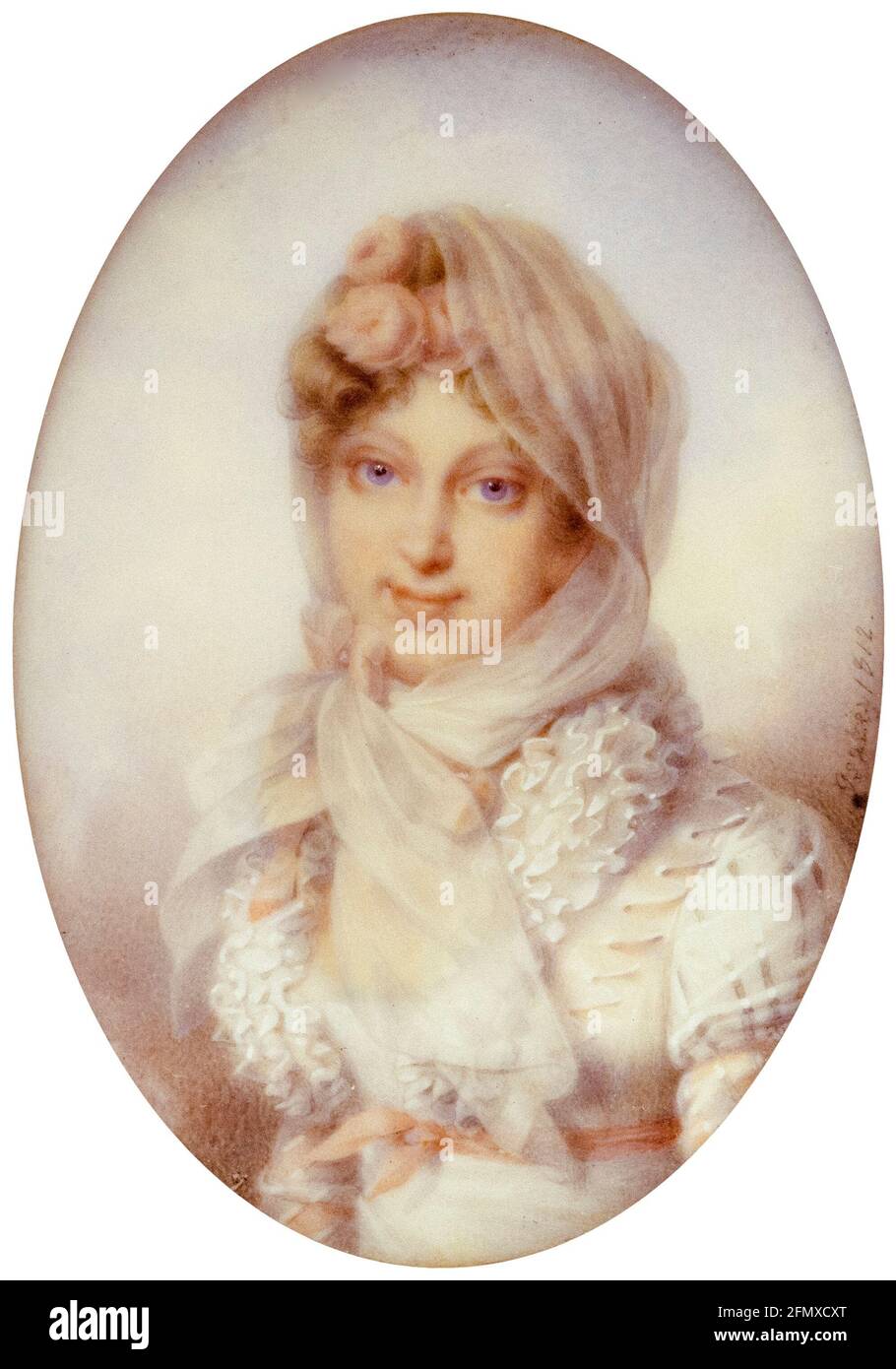 Marie Louise (1791-1847), Duchess of Parma (1814-1847), Empress of the French (1810-1814), as second wife of Napoléon Bonaparte (Napoleon I), portrait miniature by School of Jean-Baptiste Isabey, circa 1815 Stock Photo