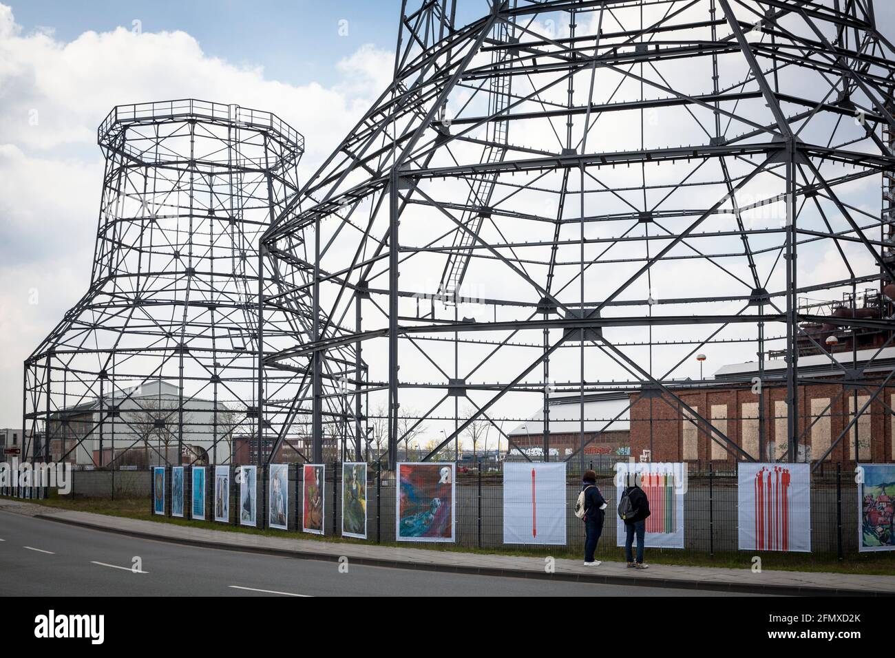 exhibition of the artists association ' Dortmunder Gruppe' E.V. at the cooling tower remains of the former Hoesch smeltery Phoenix West, Dortmund, Nor Stock Photo