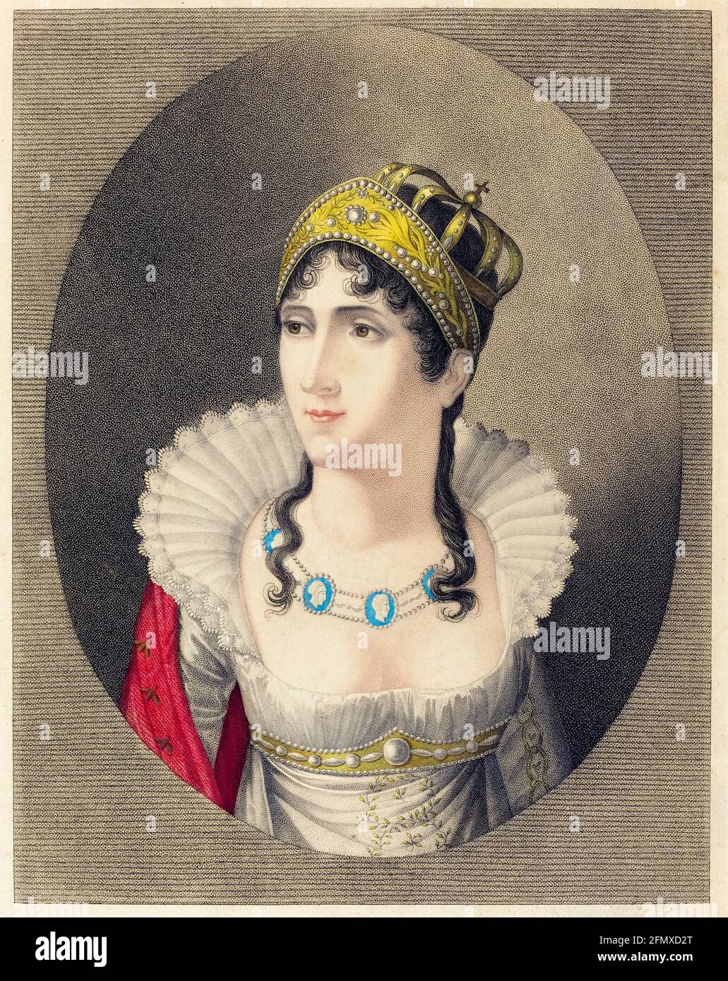Joséphine Bonaparte (1763-1814), Empress Consort of France (1804-1810), portrait engraving by Henry Buquet, 1780-1799 Stock Photo