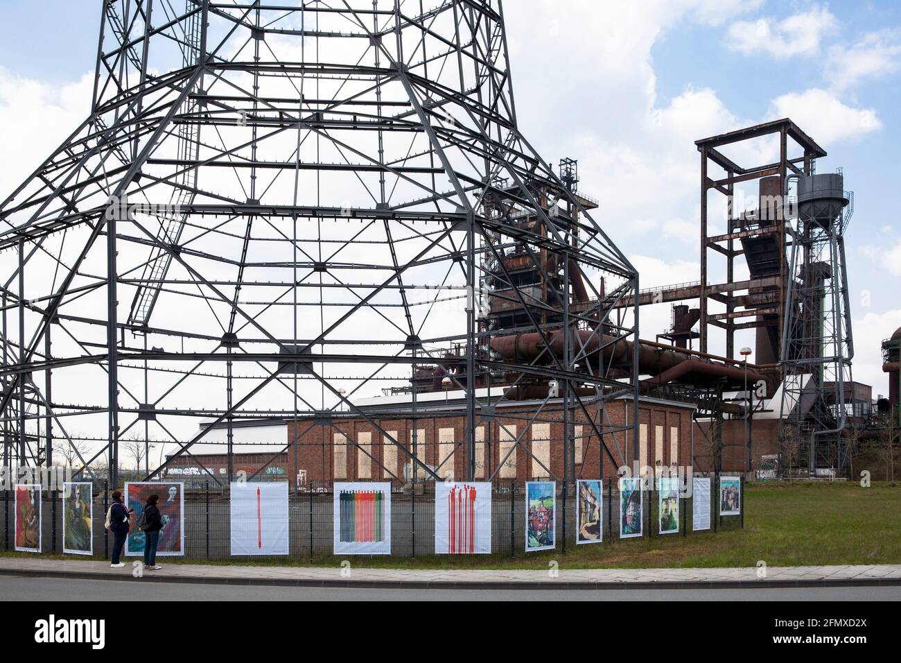 exhibition of the artists association ' Dortmunder Gruppe' E.V. at the cooling tower remains of the former Hoesch smeltery Phoenix West, Dortmund, Nor Stock Photo
