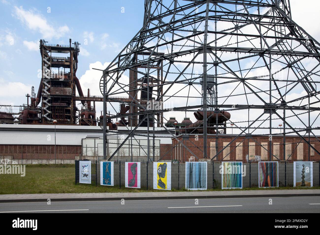 exhibition of the artists association ' Dortmunder Gruppe' E.V. at the cooling tower remains of the former Hoesch smeltery Phoenix West, Dortmund, Nor Stock Photo