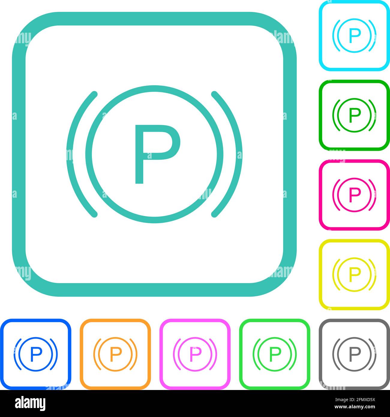 Car dashboard brake warning indicator vivid colored flat icons in