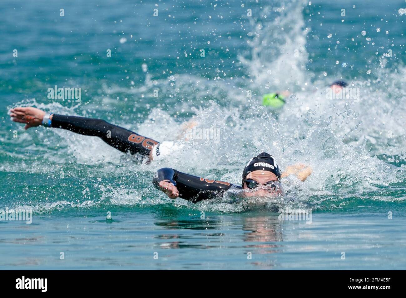 12-05-2021: Zwemmen: Europees Kampioenschap: Boedapest BUDAPEST, HUNGARY - MAY 12: Johanna Enkner of Austria competing at the Women 5km during the LEN European Aquatics Championships Open water Swimming at Lake Lupa on May 12, 2021 in Budapest, Hungary (Photo by Andre Weening/Orange Pictures) Stock Photo