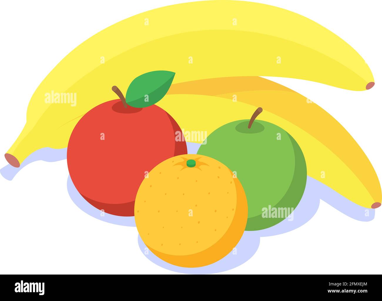 Isolated set of fruits on a white background. Vector isometric ...