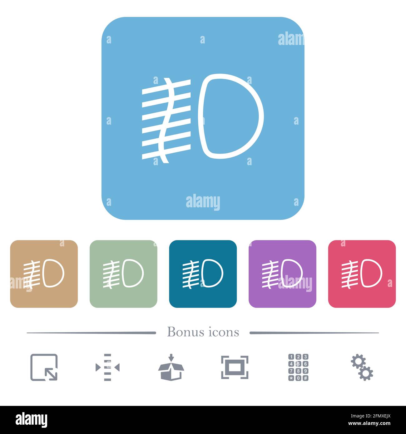 Fog lights white flat icons on color rounded square backgrounds. 6 ...