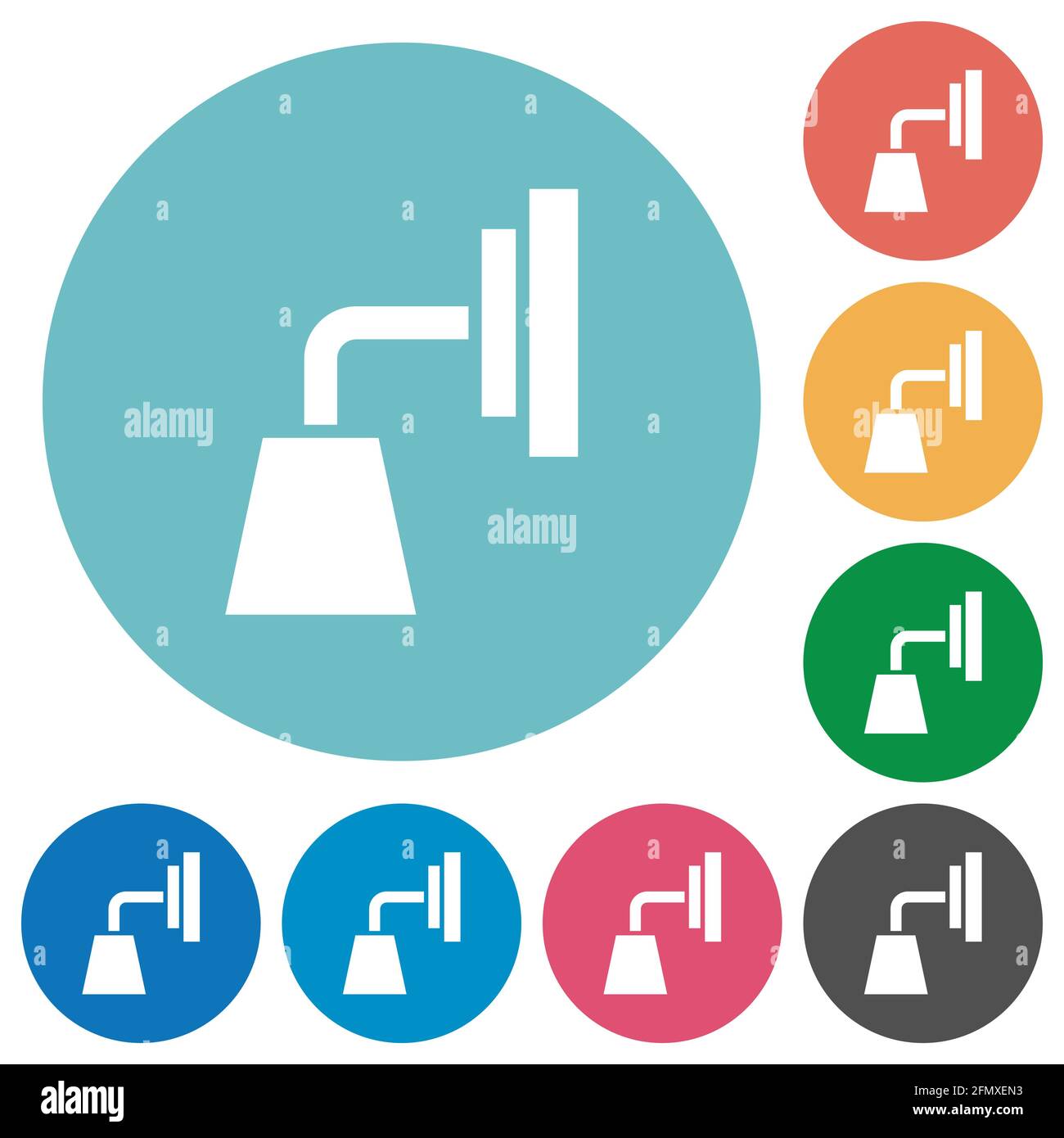 Wall lamp flat white icons on round color backgrounds Stock Vector ...