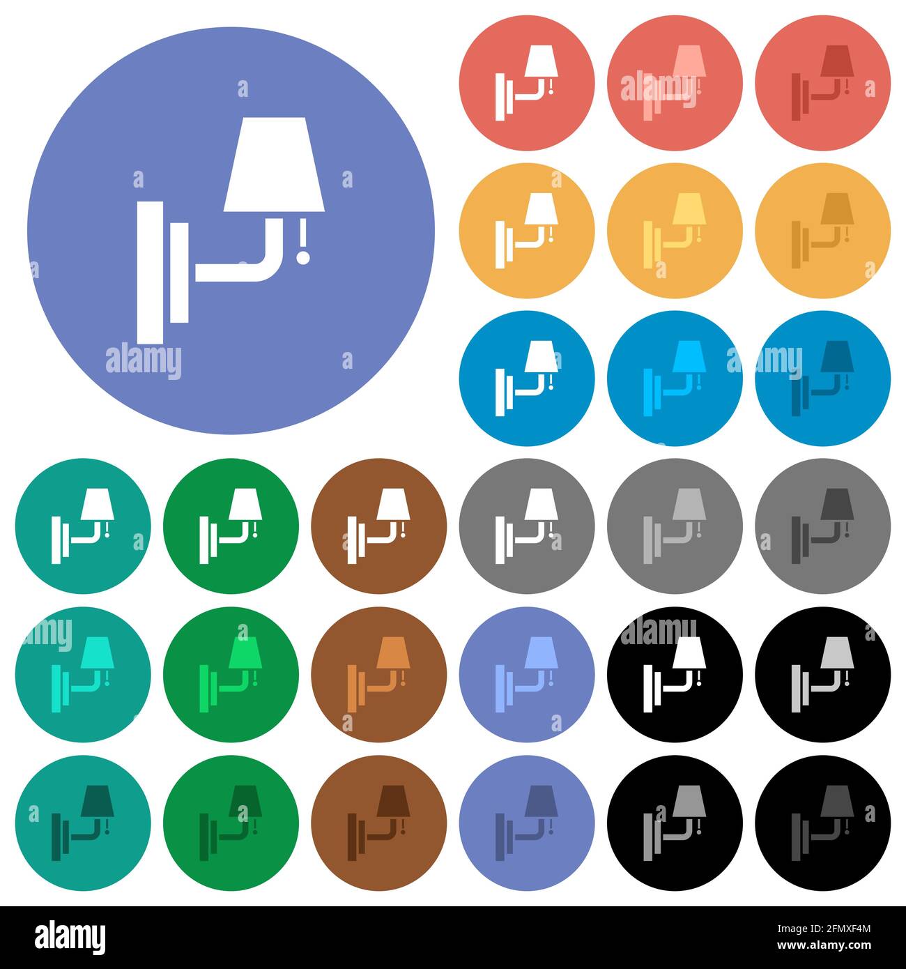 Wall lamp multi colored flat icons on round backgrounds. Included white ...