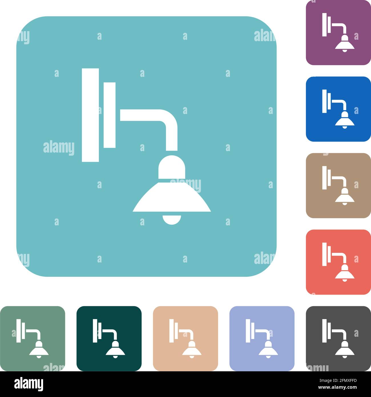 Wall lamp white flat icons on color rounded square backgrounds Stock ...