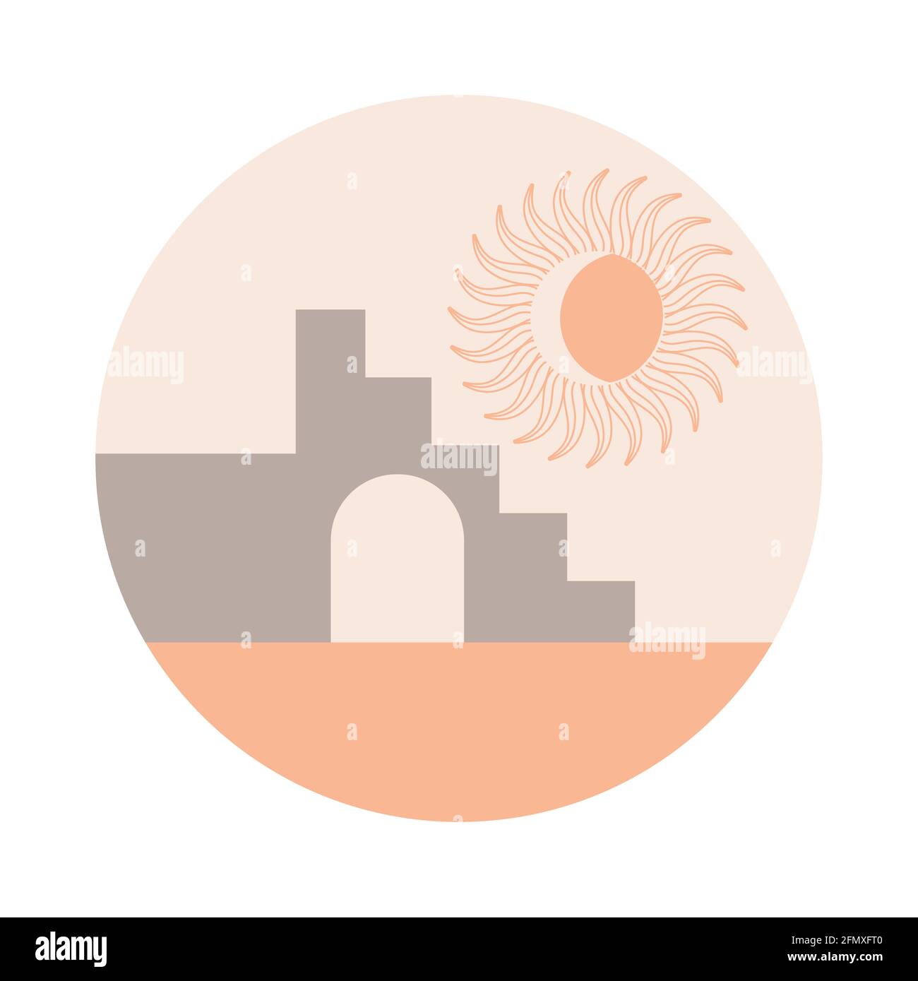 Moroccan stairs, arch, walls, arc icon vector. Architecture elements in ...