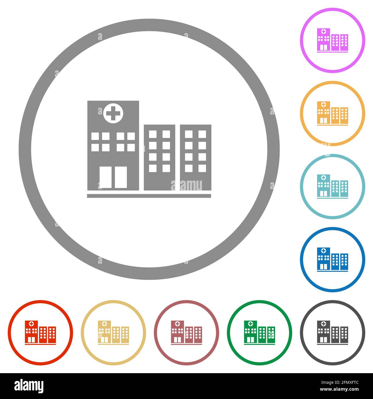 Hospital flat color icons in round outlines on white background Stock ...
