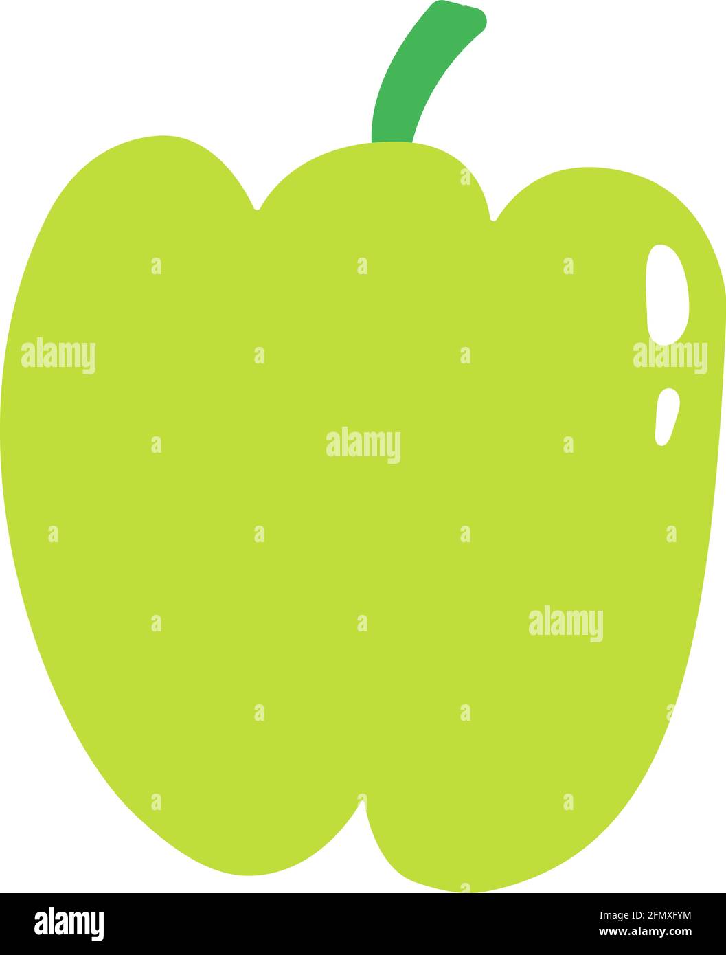 Isolated green bell pepper icon on a white background. Vector flat ...