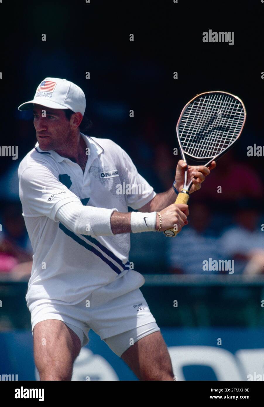 American tennis player and trainer Brad Gilbert, Davis Cup US vs. Spain, 1990s Stock Photo